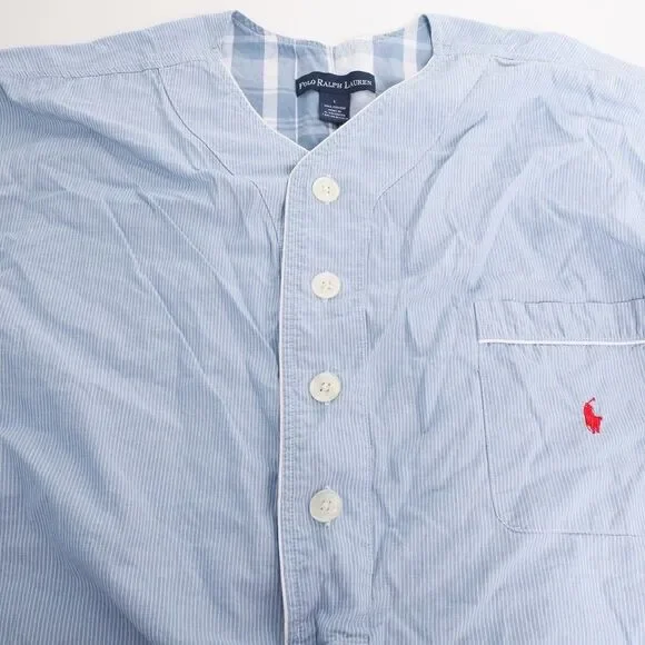 Polo Ralph Lauren Sleep Shirt Men's Large Blue Striped Pullover Long Sleeve - Picture 6 of 10